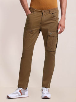 U.S. POLO ASSN. - Brown Straight Fit Solid Cargo Pants