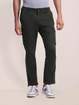 U.S. POLO ASSN. - Green Straight Fit Solid Cargo Pants