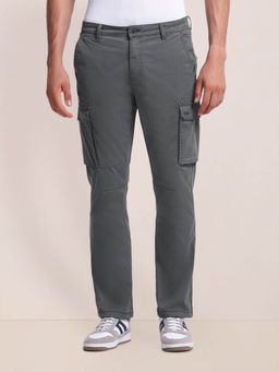 U.S. POLO ASSN. - Grey Straight Fit Solid Cargo Pants