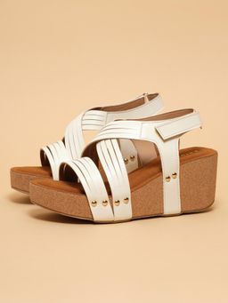 ERIDANI - Women Aubrey White Multi-Strap Wedges