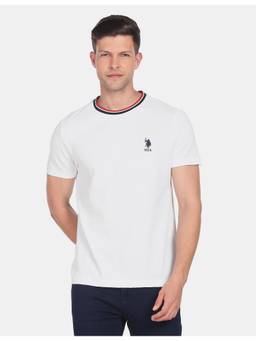 U.S. POLO ASSN. - Solid Striped Neck Logo T-shirt