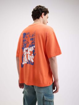 Pepe Jeans - Men's Orange Back Print Short Sleeve Oversized T-shirt