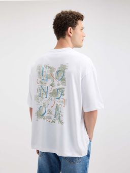 Pepe Jeans - Men's White Back Print Short Sleeve Oversized T-shirt