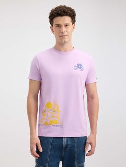 Pepe Jeans - Men's Purple Graphic Print Short Sleeve Oversized T-shirt