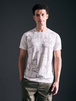 Pepe Jeans - Men's Ecru Printed Short Sleeve Stretch T-shirt