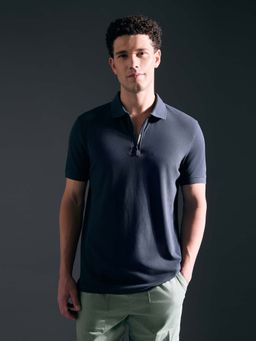 Pepe Jeans - Men's Dark Grey Short Sleeved Zipper Stretch Polo T-shirt