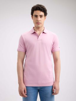 Pepe Jeans - Men's Pink Ribbed Collar Short Sleeve Polo T-shirt
