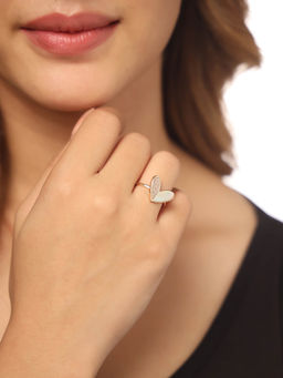 NVR - Womens Gold-Plated Stylish Ring with Ad Stones (2.8)