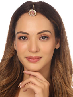 NVR - Womens Trending Stylish Gold-Plated Mang Tikka