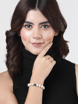 NVR - Women White Marble Beaded Bracelet