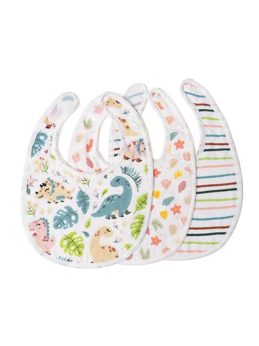 TIDY SLEEP Muslin Pure Cotton 3 Layer Baby Bibs (Pack of 3) (0-6 months)