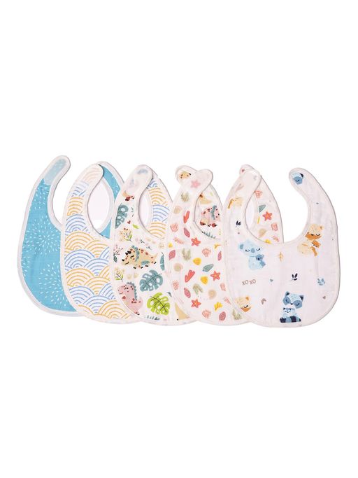 TIDY SLEEP Muslin Pure Cotton 3 Layer Baby Bibs (Pack of 5) (0-6 months)