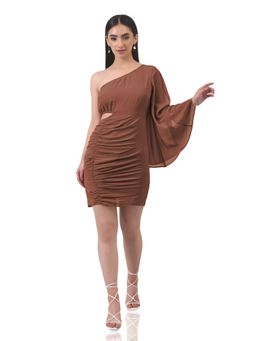Attic Salt - Brown Ruched Over Me Sassy Dress