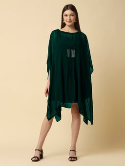 Attic Salt - Green Solid Kaftan Dress