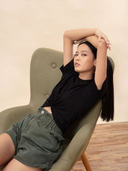 Twenty Dresses by Nykaa Fashion - XXD Basics Let Me Be You Basic Black T-Shirt
