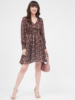 Kibo - Brown Polyester Dress For Women