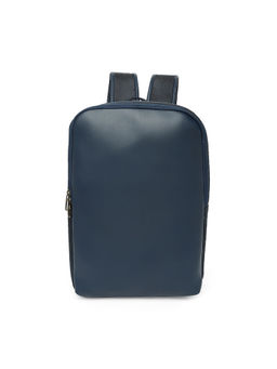 MBOSS - Faux Leather Laptop Backpack Navy Blue
