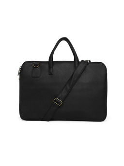 MBOSS - Faux Leather 15.6 Inch Laptop Messenger Bag Black