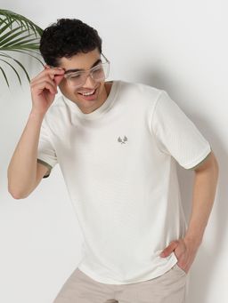 R&B - Men Ivory Crew Neck Half Sleeves T-Shirt