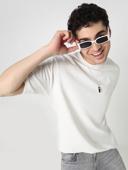 R&B - Men Ivory Round Neck Half Sleeves T-Shirt