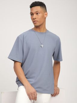 R&B - Men Blue Crew Neck Half Sleeves T-Shirt