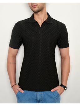 Off Duty India - Black Jacquard Elite Polo T-Shirt