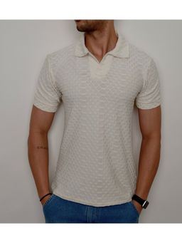 Off Duty India - White Jacquard Elite Polo T-Shirt