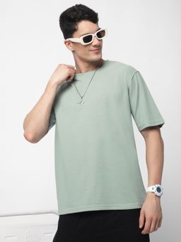 R&B - Men Green Crew Neck Half Sleeves T-Shirt