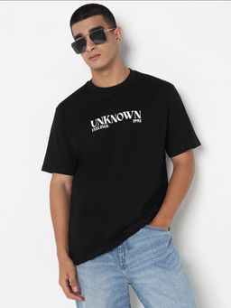 R&B - Men Black Crew Neck Half Sleeves T-Shirt