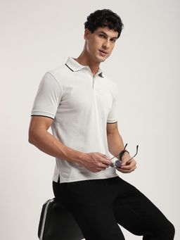 R&B - Men Grey Collar Neck Half Sleeves Polo T-Shirt