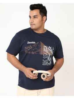 Bewakoof - Men Navy Blue Zenith Graphic Printed Plus Size T-Shirt