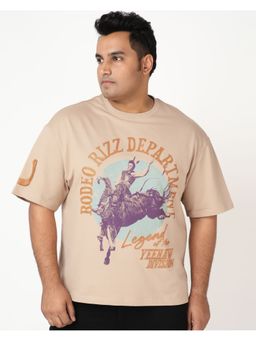 Bewakoof - Men Brown Rodeo Rizz Dept Graphic Printed Oversized Plus Size T-Shirt