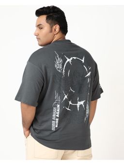 Bewakoof - Men Grey Rise Again Graphic Printed Oversized Plus Size T-Shirt