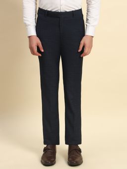 Cantabil - Men Navy Blue Regular Fit Straight Trouser