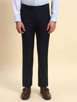 Cantabil - Men Navy Blue Regular Fit Straight Trouser