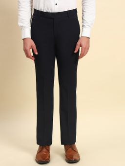 Cantabil - Men Navy Blue Regular Fit Straight Trouser