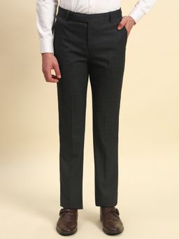 Cantabil - Men Charcoal Regular Fit Straight Trouser