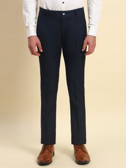 Cantabil - Men Navy Blue Regular Fit Straight Trouser
