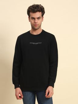 Cantabil - Men Black Round Neck Full Sleeves Sweatshirt