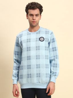 Cantabil - Men Blue Round Neck Full Sleeves Sweatshirt