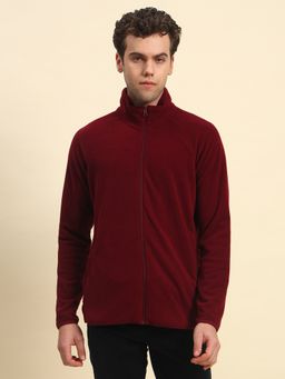 Cantabil - Men Maroon High Neck Full Sleeves Sweatshirt
