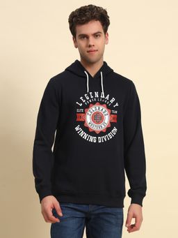 Cantabil - Men Blue Hooded Full Sleeves Hoodie
