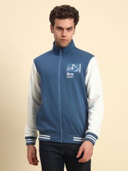 Cantabil - Men Blue High Neck Full Sleeves Sweatshirt