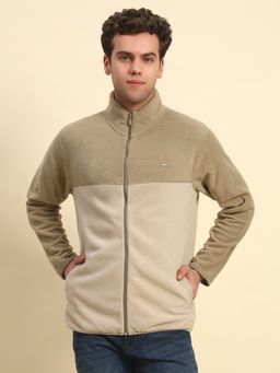 Cantabil - Men Beige High Neck Full Sleeves Sweatshirt