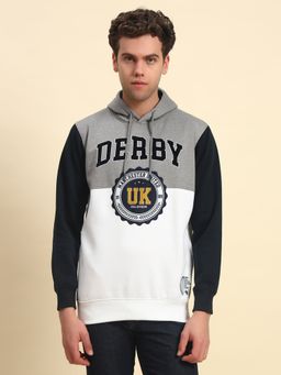 Cantabil - Men Navy Blue Hooded Full Sleeves Hoodie