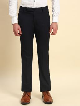 Cantabil - Men Navy Blue Regular Fit Straight Trouser