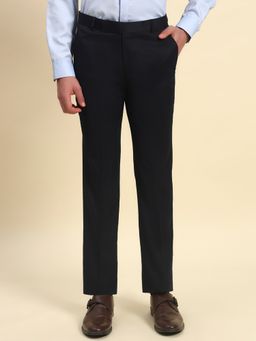 Cantabil - Men Navy Blue Regular Fit Straight Trouser