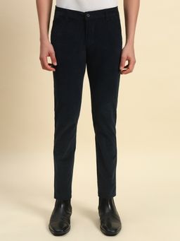 Cantabil - Men Navy Blue Regular Fit Straight Trouser