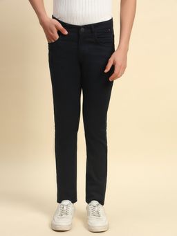 Cantabil - Men Navy Blue Regular Fit Straight Trouser