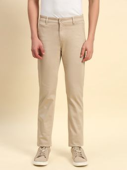 Cantabil - Men Beige Regular Fit Straight Trouser